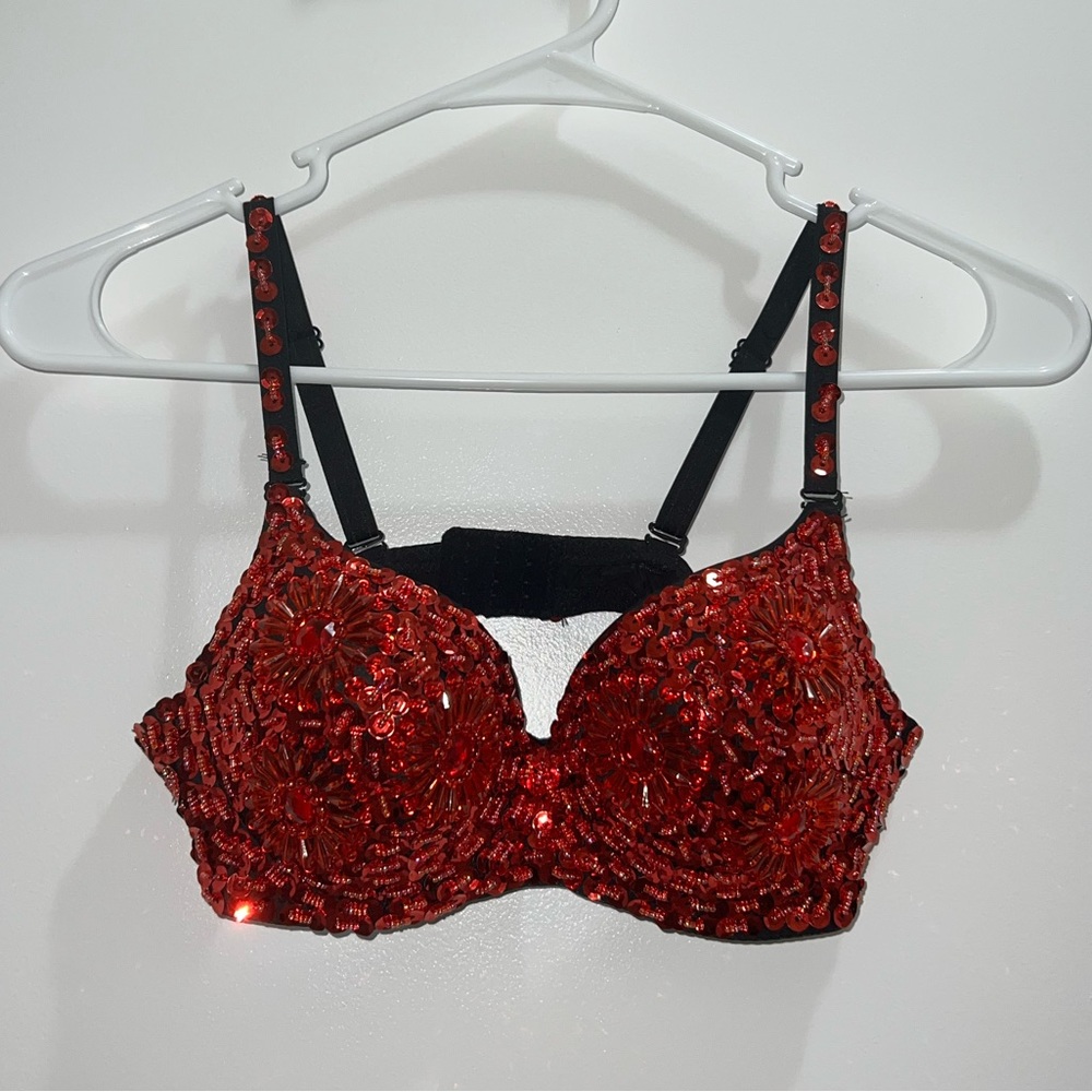 Red Sequin Push-Up Bra 32 C
